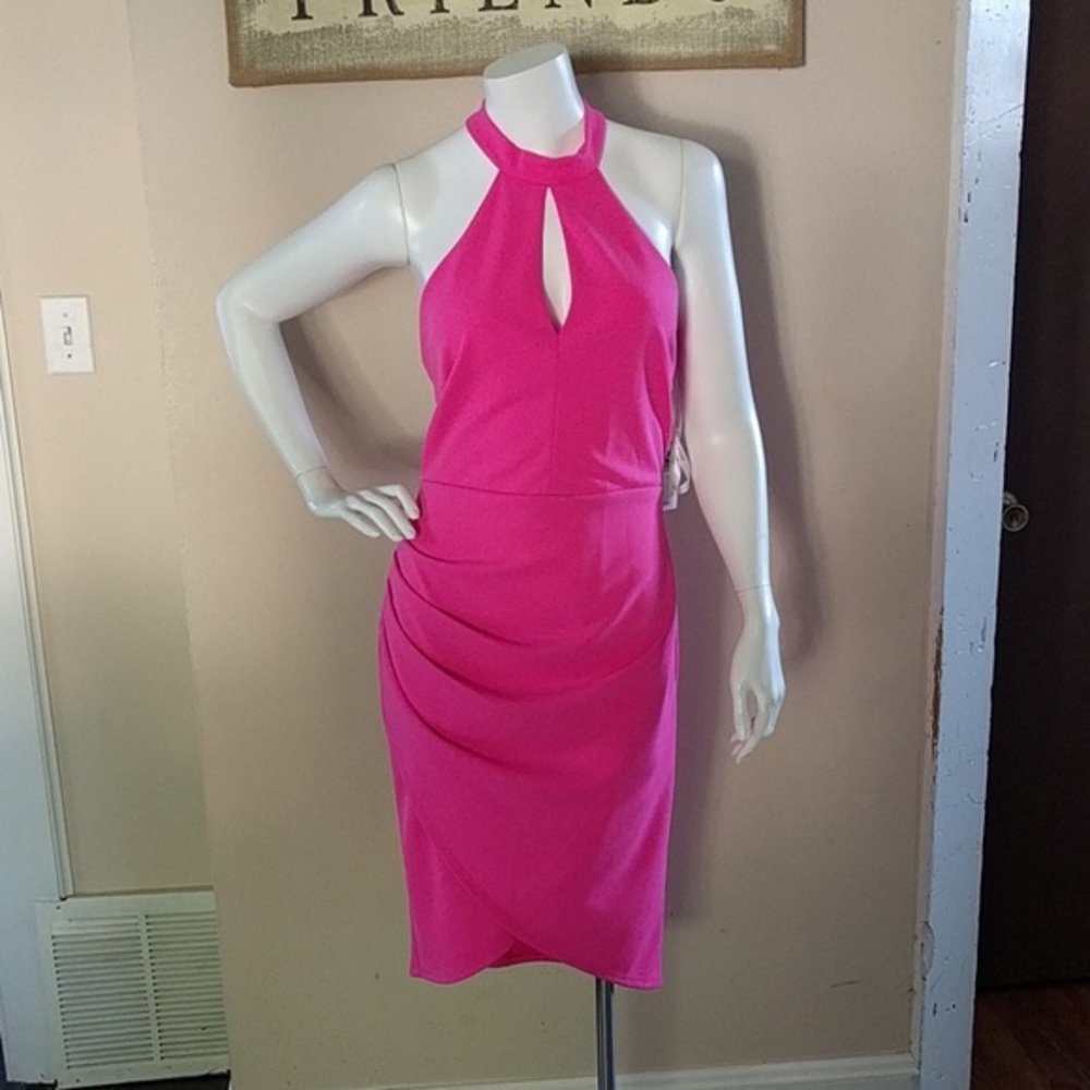 Bisou Bisou hot pink tulip hem dress